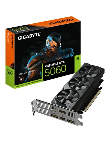 GIGABYTE GeForce RTX 5060 OC Low Profile 8G Tarjeta Gráfica - 8GB GDDR7, 128bit, PCI-E 5.0, 2512 MHz Frecuencia del núcleo, 3 x