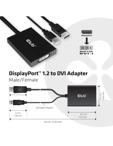 CLUB3D cac-1010 Displayport usb DVI-I Daul link Negro, Blanco