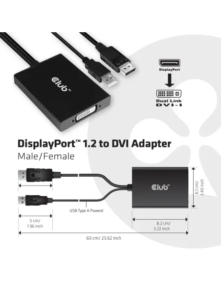CLUB3D cac-1010 Displayport usb DVI-I Daul link Negro, Blanco