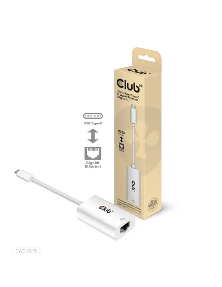 CLUB3D CAC-1519 cambiador de género para cable USB-C RJ-45 Blanco