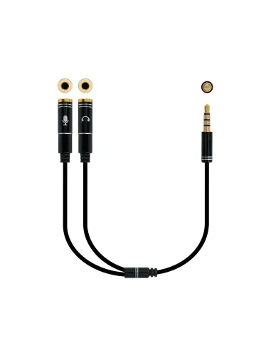 Nanocable Cable adaptador Audio Jack 3.5 M 4pines - 2xJack 3.5 H 3pines, negro, 30 cm
