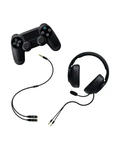 Nanocable Cable adaptador Audio Jack 3.5 M 4pines - 2xJack 3.5 H 3pines, negro, 30 cm 2