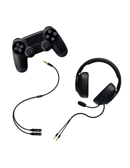 Nanocable Cable adaptador Audio Jack 3.5 M 4pines - 2xJack 3.5 H 3pines, negro, 30 cm