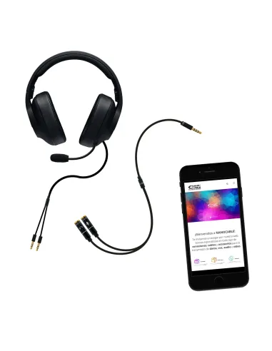 Nanocable Cable adaptador Audio Jack 3.5 M 4pines - 2xJack 3.5 H 3pines, negro, 30 cm