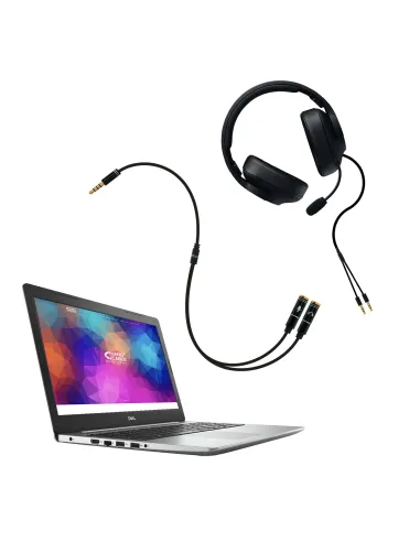 Nanocable Cable adaptador Audio Jack 3.5 M 4pines - 2xJack 3.5 H 3pines, negro, 30 cm