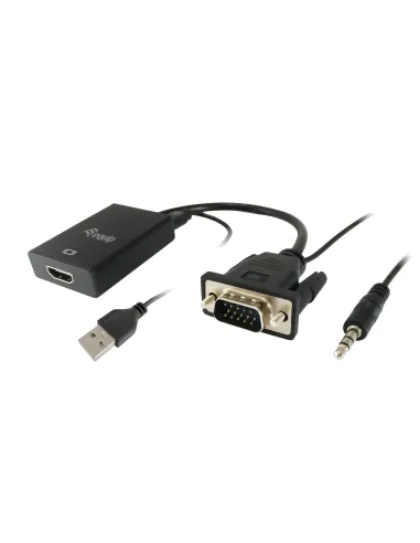 Equip 119038 adaptador de cable de vídeo 0,2 m VGA (D-Sub) + 3,5mm DVI-D + USB Negro
