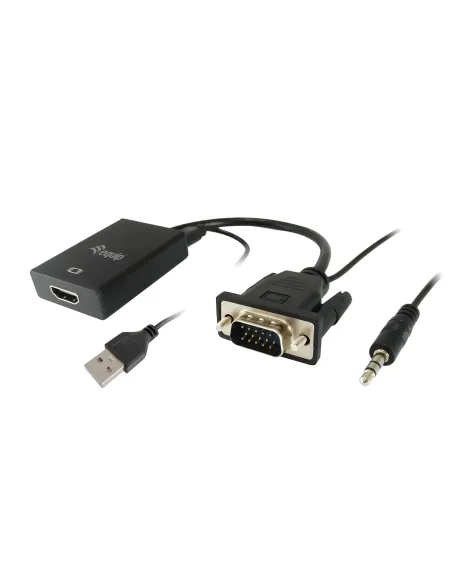 Equip 119038 adaptador de cable de vídeo 0,2 m VGA (D-Sub) + 3,5mm DVI-D + USB Negro