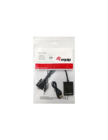 Equip 119038 adaptador de cable de vídeo 0,2 m VGA (D-Sub) + 3,5mm DVI-D + USB Negro
