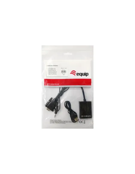 Equip 119038 adaptador de cable de vídeo 0,2 m VGA (D-Sub) + 3,5mm DVI-D + USB Negro