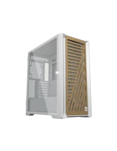 Caja artisan noble blanca con frontal de madera