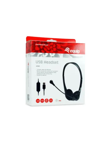 Equip 245305 auricular y casco Auriculares Alámbrico Diadema Oficina Centro de llamadas USB tipo A Negro