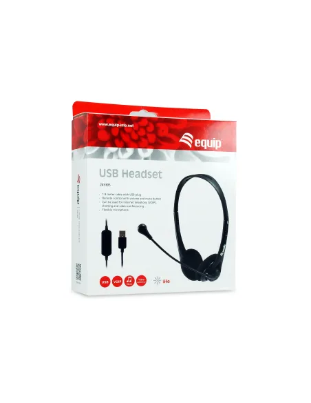 Equip 245305 auricular y casco Auriculares Alámbrico Diadema Oficina Centro de llamadas USB tipo A Negro