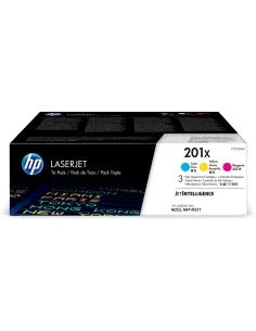 HP Paquete de 3 cartuchos de tóner cian/magenta/amarillo Originales HP LaserJet 201X de alta capacidad