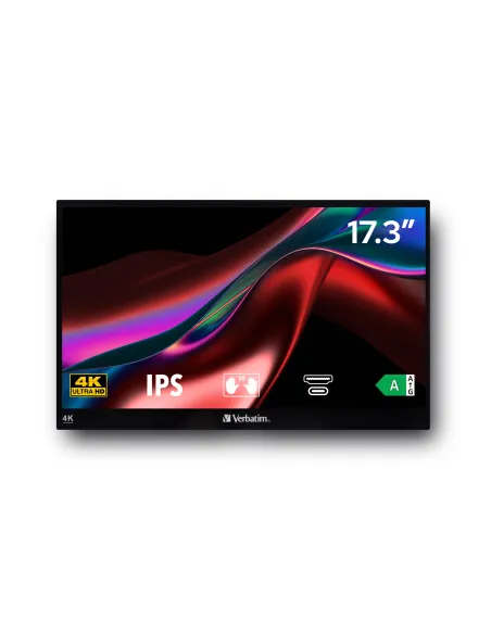 Verbatim 32239 pantalla para PC 43,9 cm (17.3") 3840 x 2160 Pixeles 4K Ultra HD LCD Pantalla táctil Negro