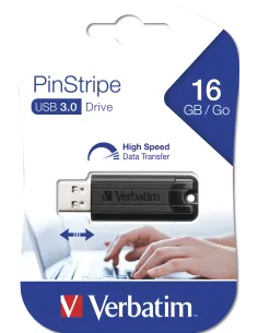 Verbatim PinStripe 3.0 - Unidad USB 3.0 de 16 GB  - Negro 2
