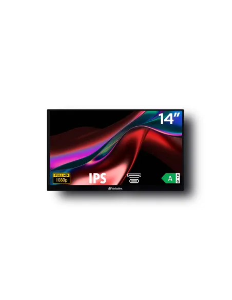 Verbatim 49590 pantalla para PC 35,6 cm (14") 1920 x 1080 Pixeles Full HD LCD Negro