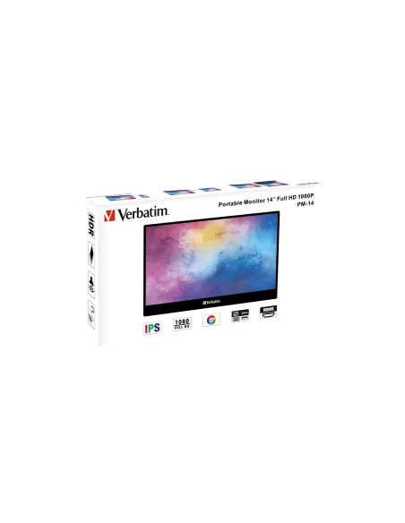Verbatim 49590 pantalla para PC 35,6 cm (14") 1920 x 1080 Pixeles Full HD LCD Negro