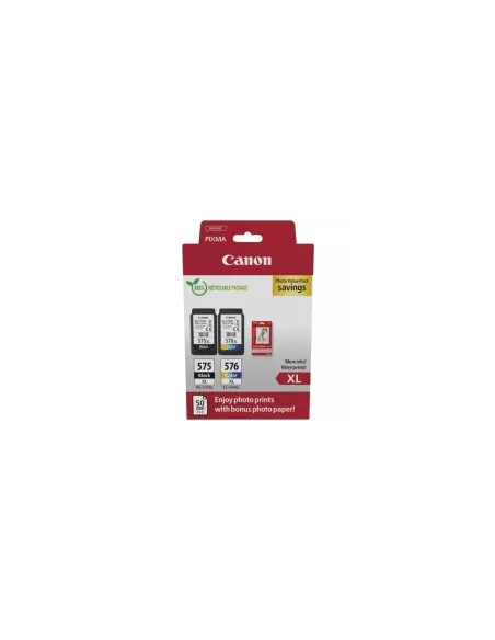 Cartucho de Tinta Original Canon PG-575XL + CL576XL Multipack Alta Capacidad/ Negro/ Tricolor + Papel Fotográfico