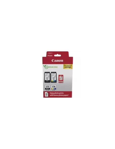 Cartucho de Tinta Original Canon PG-575 + CL-576 Multipack/ Negro/ Tricolor + Papel Fotográfico