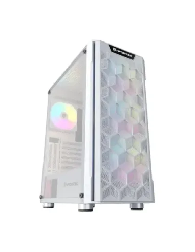 Caja ordenador gaming nfortec azir atx argb cristal templado blanco
