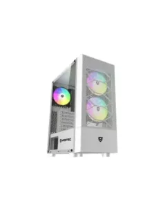Caja ordenador gaming nfortec caelum atx rgb cristal templado blanca