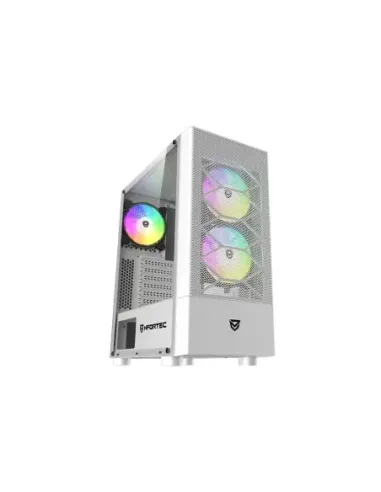 Caja ordenador gaming nfortec caelum atx rgb cristal templado blanca