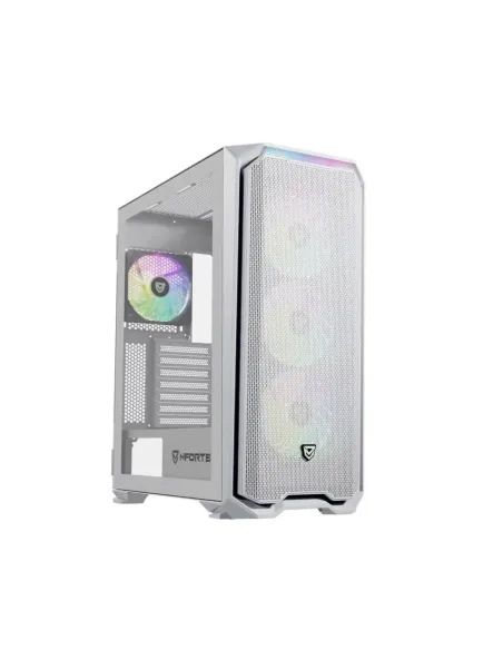Caja ordenador gaming nfortec krater x e - atx argb cristal templado blanca