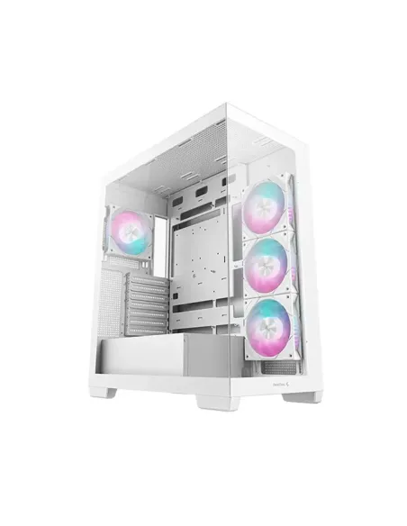 Caja ordenador gaming deepcool cg580 4f atx rgb cristal templado blanca