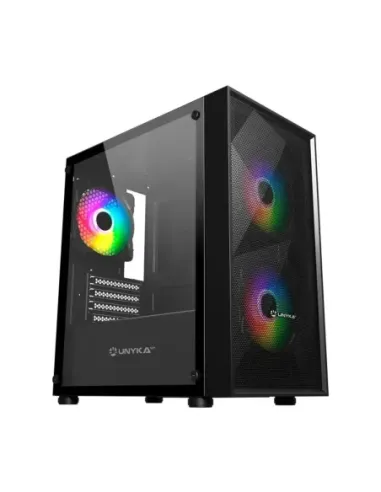 Caja ordenador gaming unyka mir b200 matx argb cristal templado negro