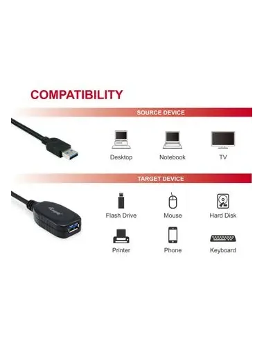 Equip 133347 cable USB USB 3.2 Gen 1 (3.1 Gen 1) 10 m USB A Negro