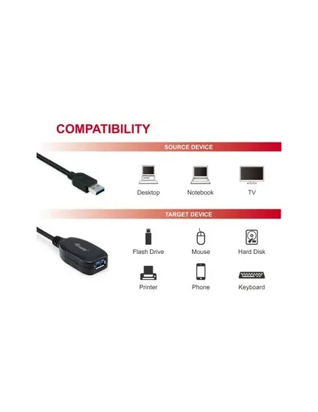 Equip 133347 cable USB USB 3.2 Gen 1 (3.1 Gen 1) 10 m USB A Negro