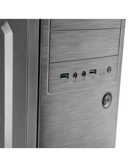 Tacens 2INITIOX, Caja PC Semitorre ATX, Ventilador Lateral 12cm, Frontal Aluminio Pulido, Acero, Negro