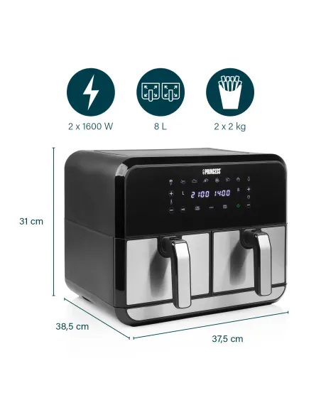 Princess 01.182074.01.001 Double Basket Aerofryer