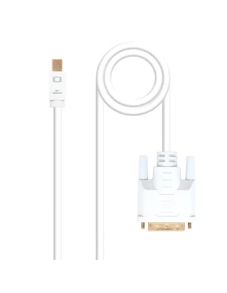 Nanocable Cable conversor Mini DP a DVI, Mini DP M - DVI M, Blanco, 2.0 M