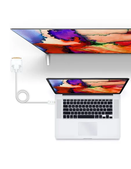 Nanocable Cable conversor Mini DP a DVI, Mini DP M - DVI M, Blanco, 2.0 M