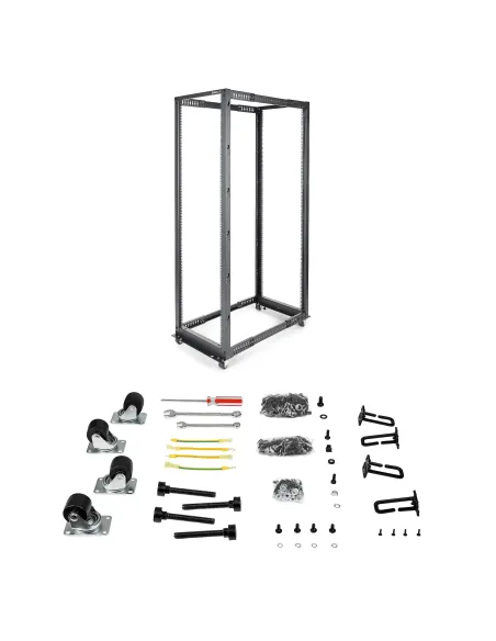 StarTech.com Rack 42U Móvil de Marco Abierto de 4 Columnas para Servidores - Rack de Cuatro Columnas de 19 Pulgadas para Equipo