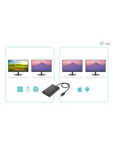 i-tec USB-C Dual 4K 60Hz (single 8K 30Hz) HDMI Video Adapter