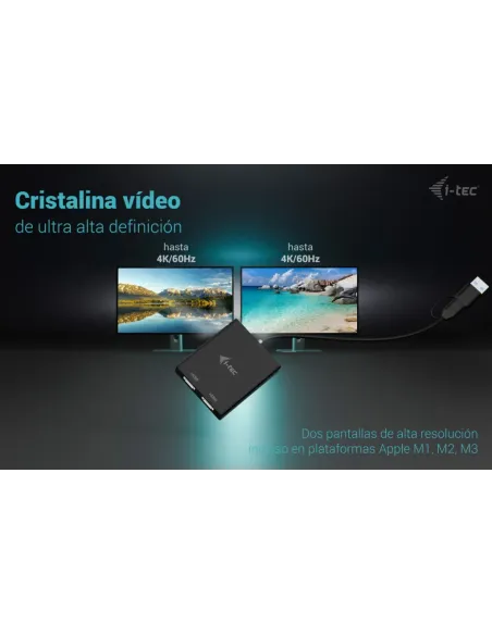 i-tec USB-A USB-C Dual 4K 60 Hz HDMI Video Adapter