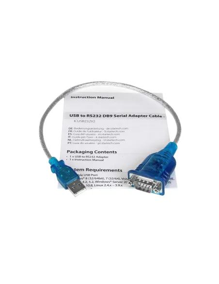 StarTech.com Cable Adaptador USB a Serie RS232 de 1 Puerto Serial DB9 - Macho a Macho