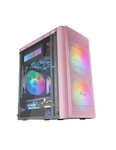 Mars Gaming MC300P Rosa, Caja PC Micro ATX, Cristal Templado, Frontal MESH, 3xVentilador FRGB