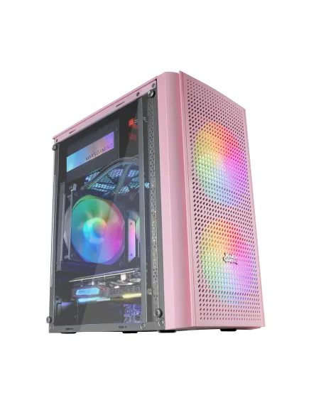 Mars Gaming MC300P Rosa, Caja PC Micro ATX, Cristal Templado, Frontal MESH, 3xVentilador FRGB