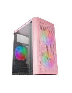 Mars Gaming MC300P Rosa, Caja PC Micro ATX, Cristal Templado, Frontal MESH, 3xVentilador FRGB 2