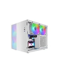 Mars Gaming MC-400, Caja Gaming Compacta Micro-ATX, Ventana Lateral Completa Cristal Templado, 3X Ventiladores FRGB 120mm, 2