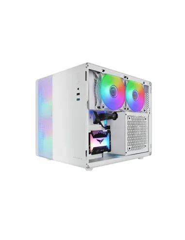 Mars Gaming MC-400, Caja Gaming Compacta Micro-ATX, Ventana Lateral Completa Cristal Templado, 3X Ventiladores FRGB 120mm,