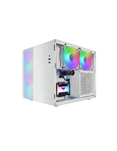Mars Gaming MC-400, Caja Gaming Compacta Micro-ATX, Ventana Lateral Completa Cristal Templado, 3X Ventiladores FRGB 120mm,