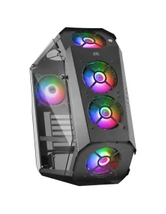 Mars Gaming MC51, Caja PC Gaming ATX, Doble Cristal Templado, 5x Ventilador RGB 12cm, Negro