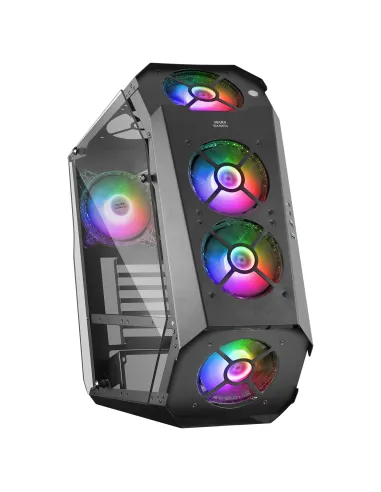 Mars Gaming MC51, Caja PC Gaming ATX, Doble Cristal Templado, 5x Ventilador RGB 12cm, Negro