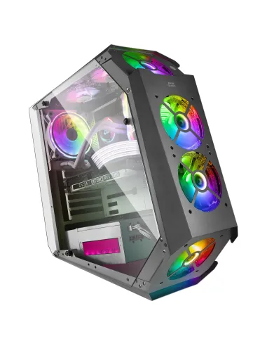 Mars Gaming MC51, Caja PC Gaming ATX, Doble Cristal Templado, 5x Ventilador RGB 12cm, Negro