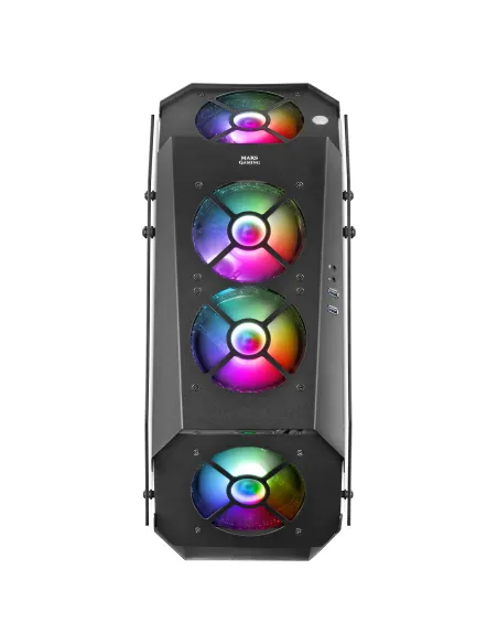 Mars Gaming MC51, Caja PC Gaming ATX, Doble Cristal Templado, 5x Ventilador RGB 12cm, Negro