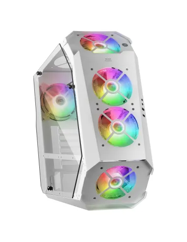 Mars Gaming MC51W, Caja PC Gaming ATX, Doble Cristal Templado, 5x Ventilador RGB 12cm, Blanco